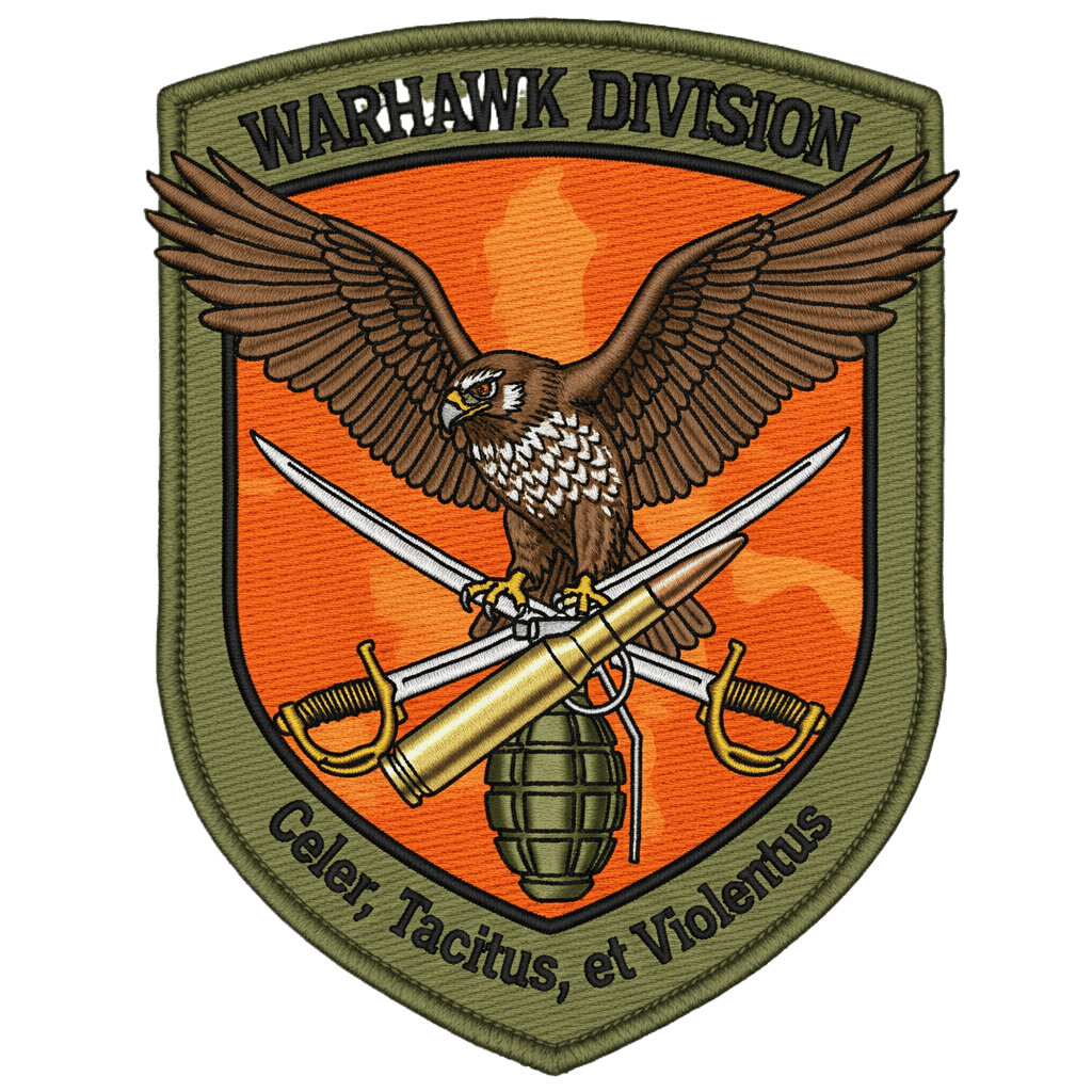 Eagle, grenade, and round, blaze orange