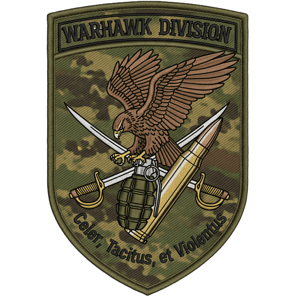 Eagle, grenade, and round, dark